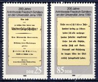 DDR 1989 Mi-Nr. 3254-3255 ** 200. Jahrestag der Antrittsrede Friedrich Schillers an der Universitt Jena