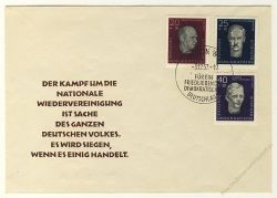 DDR 1957 FDC Mi-Nr. 606A-608A SSt. Aufbau nationaler Gedenksttten