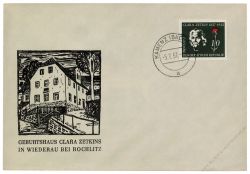 DDR 1957 FDC Mi-Nr. 592 ESt. 100. Geburtstag von Clara Zetkin