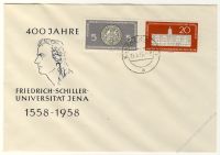DDR 1958 FDC Mi-Nr. 647-648 ESt. 400 Jahre Friedrich-Schiller-Universitt Jena