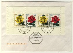 DDR 1972 FDC Mi-Nr. 1778-1780 (H-Bl. 14-15A) ESt. Internationale Rosenausstellung